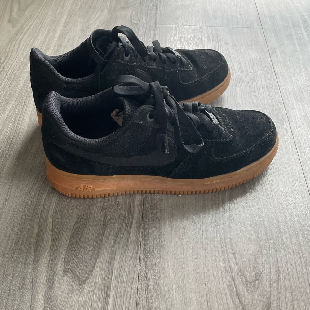 Nike Air Force 1 Black Suede Gum Sole